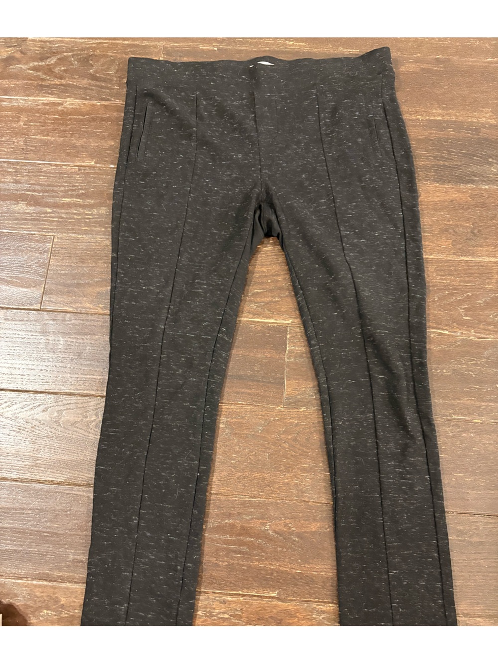 Black Heather Ponte Leggings with Side Pockets